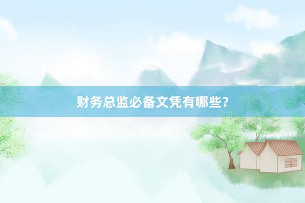 财务总监必备文凭有哪些?